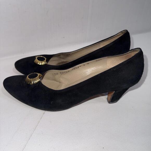 Vintage Salvatore Ferragamo Old Money Classic Career Black Velvet Pumps Heels 8B - Picture 2 of 15